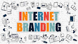 Internet Branding Concept. Multicolor on White Brickwall.