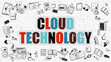 Cloud Technology on White Brick Wall.