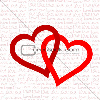Background with txo linked hearts
