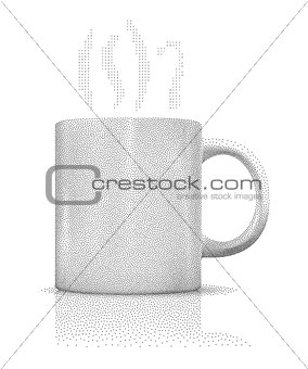 Blank white cup made of stipples