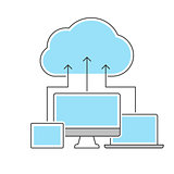 Cloud computing icons line concept