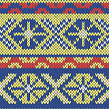 Knitted Seamless Pattern in blue, yellow and red
