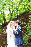 Wedding, Beautiful Romantic Bride and Groom Kissing