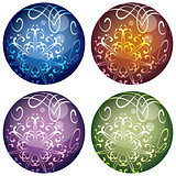 set of four multicolored decorative Christmas balls