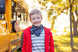 boy near schoolbus