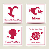 Set of cards with text for Happy Mothers Day. Collection of greeting cards in vector format