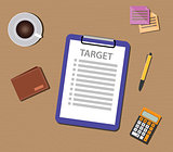 target list illustration with check and clipboard document