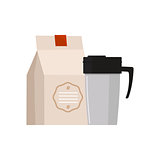 Travel Coffee Mug Simplified Illustration