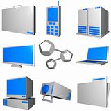 Information Technology Business Industry Icons Set - Gray Blue