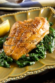 Catfish with spinach