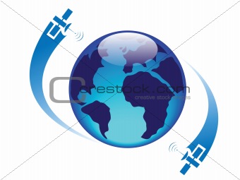 glossy globe with satellites