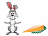 glossy grey bunny with carrot