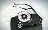 Weight scale with stethoscope