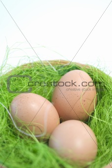 Eggs and green straw