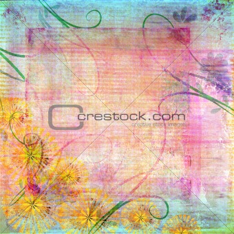 Distressed pastel background with decorative floral frame
