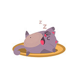 Cat Sleeping And Snoring Adorable Emoji Flat