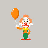 Happy Clown Holding Balloon