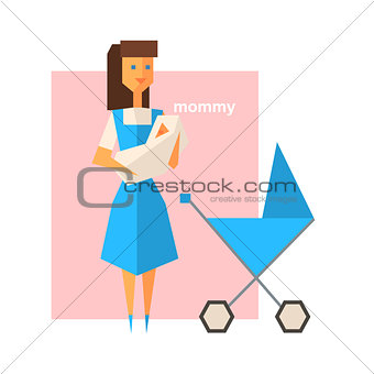 Mother With Baby Abstract Figure