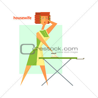 Houswife Ironing Abstract Figure
