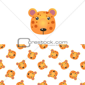 Leopard Head Icon And Pattern