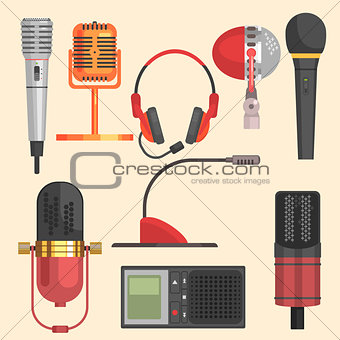 Microphone Vector Illustration Set