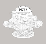 Pizza Ingredients Vintage Sketch