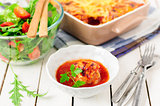 Pork Meatballs baked with Tomato Sauce and Cheese