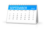 blue table calendar 2017 september