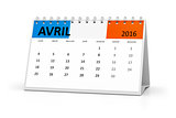 french language table calendar 2016 april