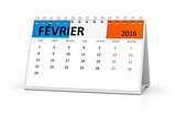 french language table calendar 2016 february