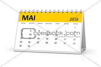 german language table calendar 2016 may