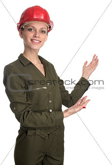 Young smiling Worker woman. Isolated over white background