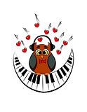 owl with piano. vector