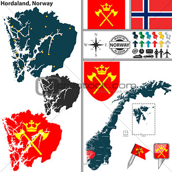 Map of Hordaland, Norway