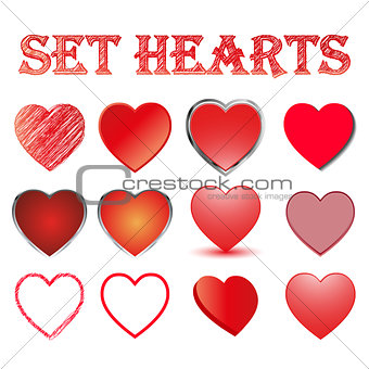Set of hearts, vector illustration.