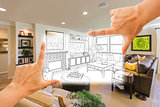 Hands Framing Custom Living Room Drawing Photograph Combination