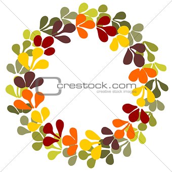 Pastel autumn laurel wreath vector frame on white background