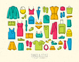 Flat clothes icons color