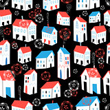 Graphic pattern with different houses