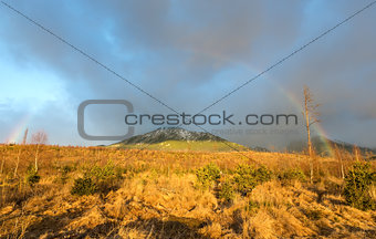 Colorful rainbow in mountain.