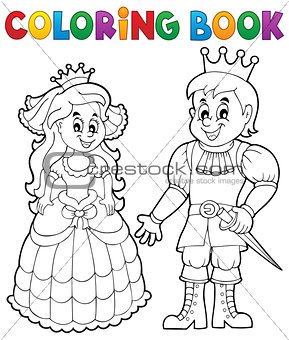 Coloring book princess and prince