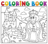 Coloring book queen near castle