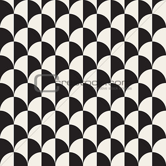 Vector Seamless Black And White Overlapping Semi Circle Pattern