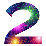Number of colorful firework, two