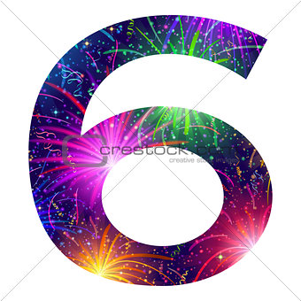 Number of colorful firework, six
