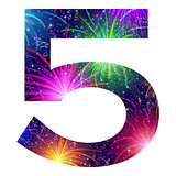 Number of colorful firework, five