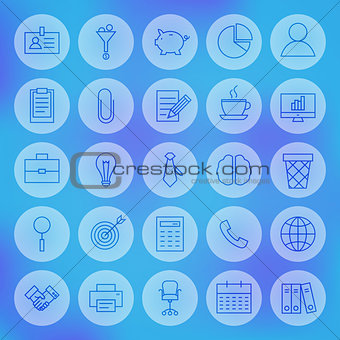 Line Circle Web Business Office Icons Set