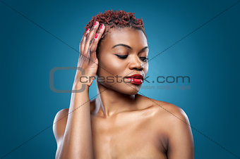 Black beautiful woman with short hair