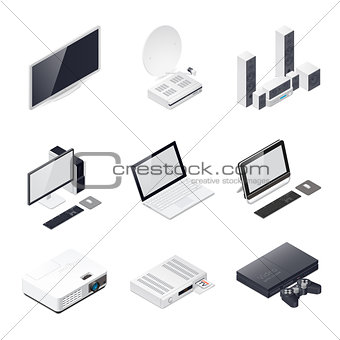 Home entertainment devices isometric icon