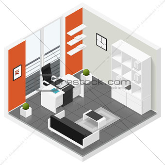 Home offices room isometric icon set